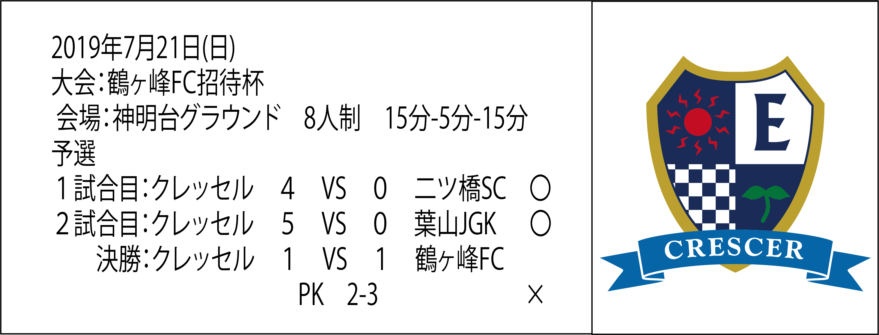 5年生　7月21日(日)　FC鶴ヶ峰招待杯
